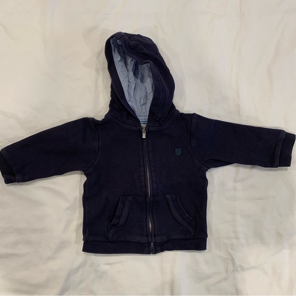 Jacadi Baby Boy Navy Blue Zip Up Hoodie - 12 Months - Picture 1 of 7